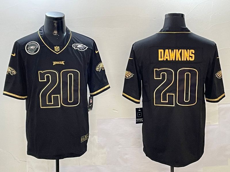 Men Philadelphia Eagles #20 Dawkins Black Gold Throwback 2024 Nike Limited NFL Jersey style 4->philadelphia eagles->NFL Jersey
